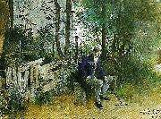 Carl Larsson ung man i park Germany oil painting artist